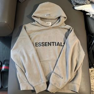 Large, Brown, large logo, essentials/fear of god hoodie